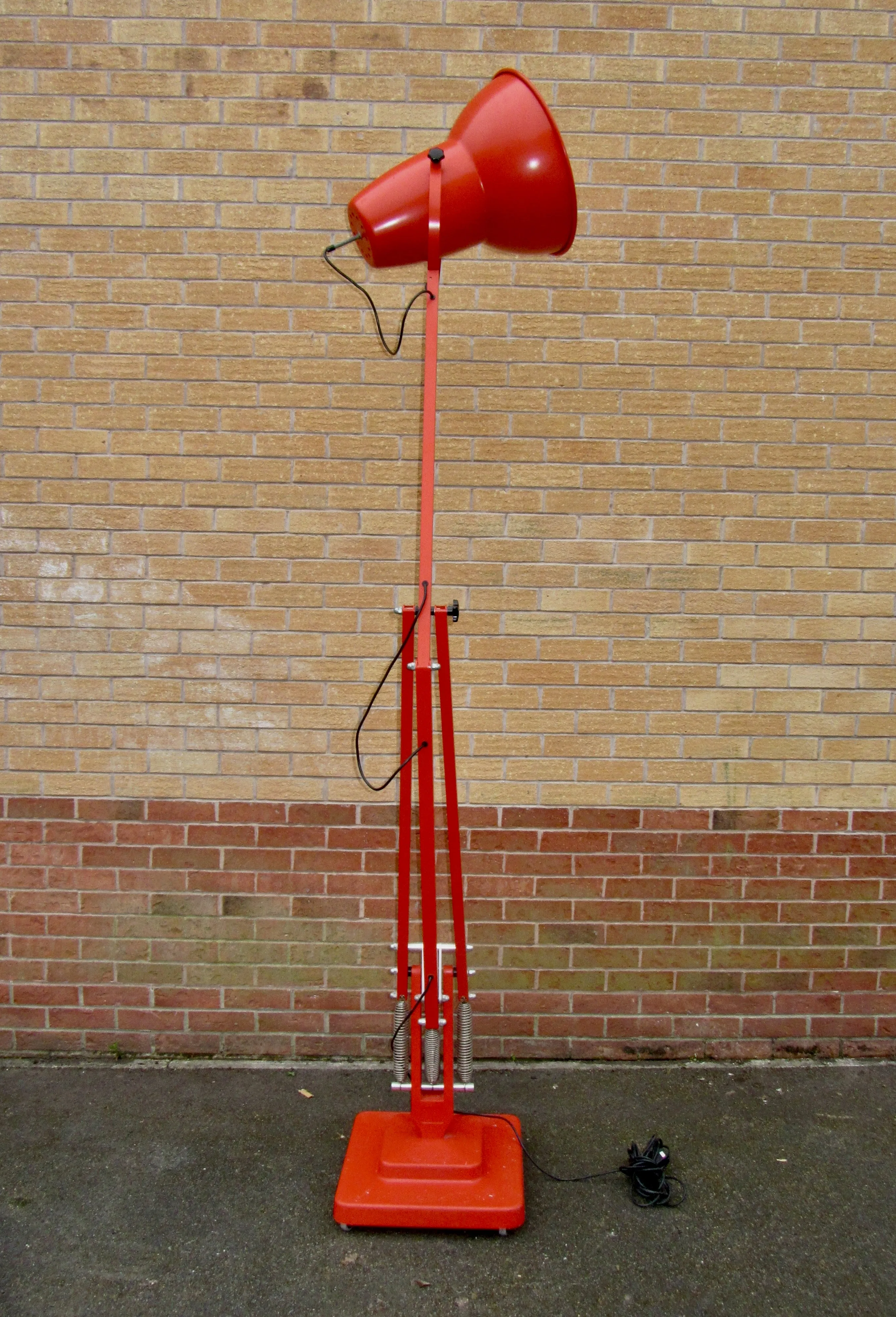 Giant Indoor Anglepoise 1227 Red Floor Lamp With Black Flex