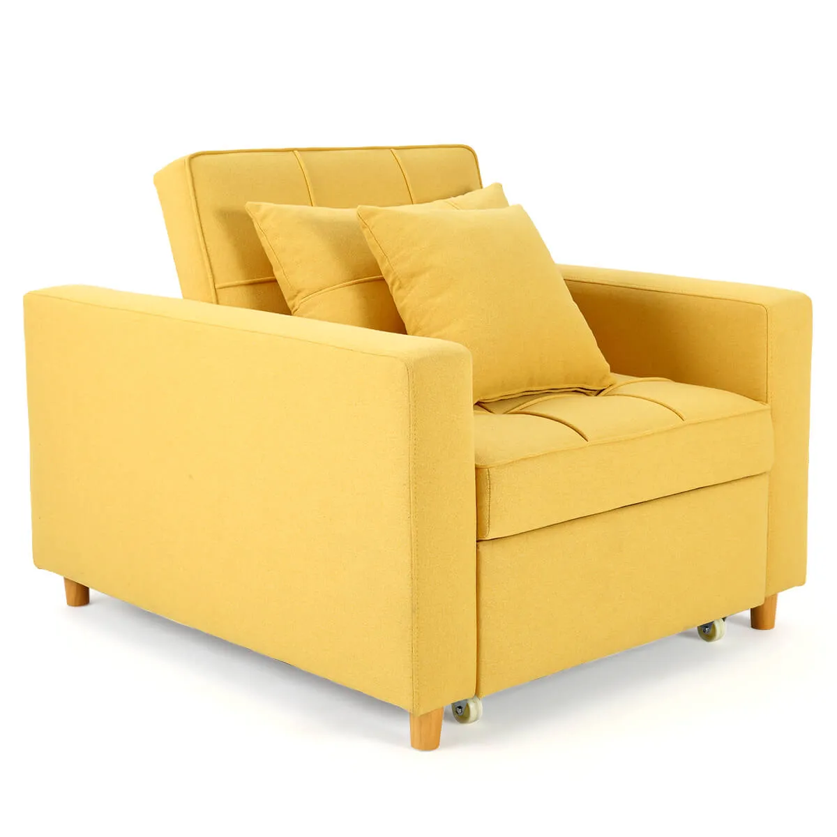 Homrest Sofa Bed 3-in-1 Convertible Chair Multi-Functional Sofa Bed Adjustable Recliner(Yellow)