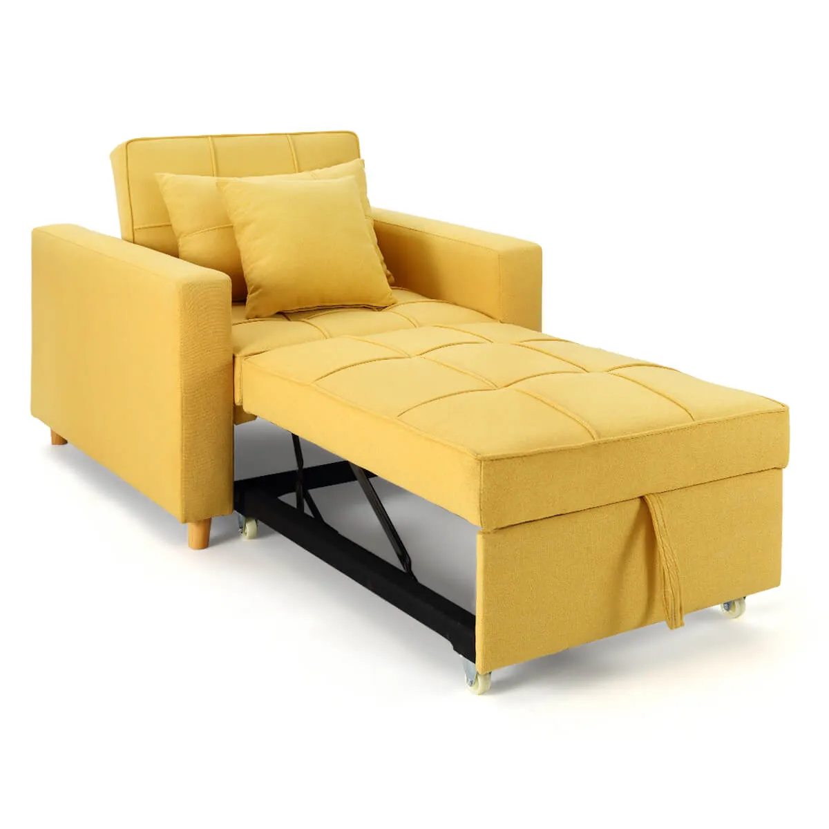 Homrest Sofa Bed 3-in-1 Convertible Chair Multi-Functional Sofa Bed Adjustable Recliner(Yellow)