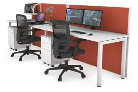 Horizon Quadro 2 Person Run Square Legs Office Workstation [1400L x 700W]