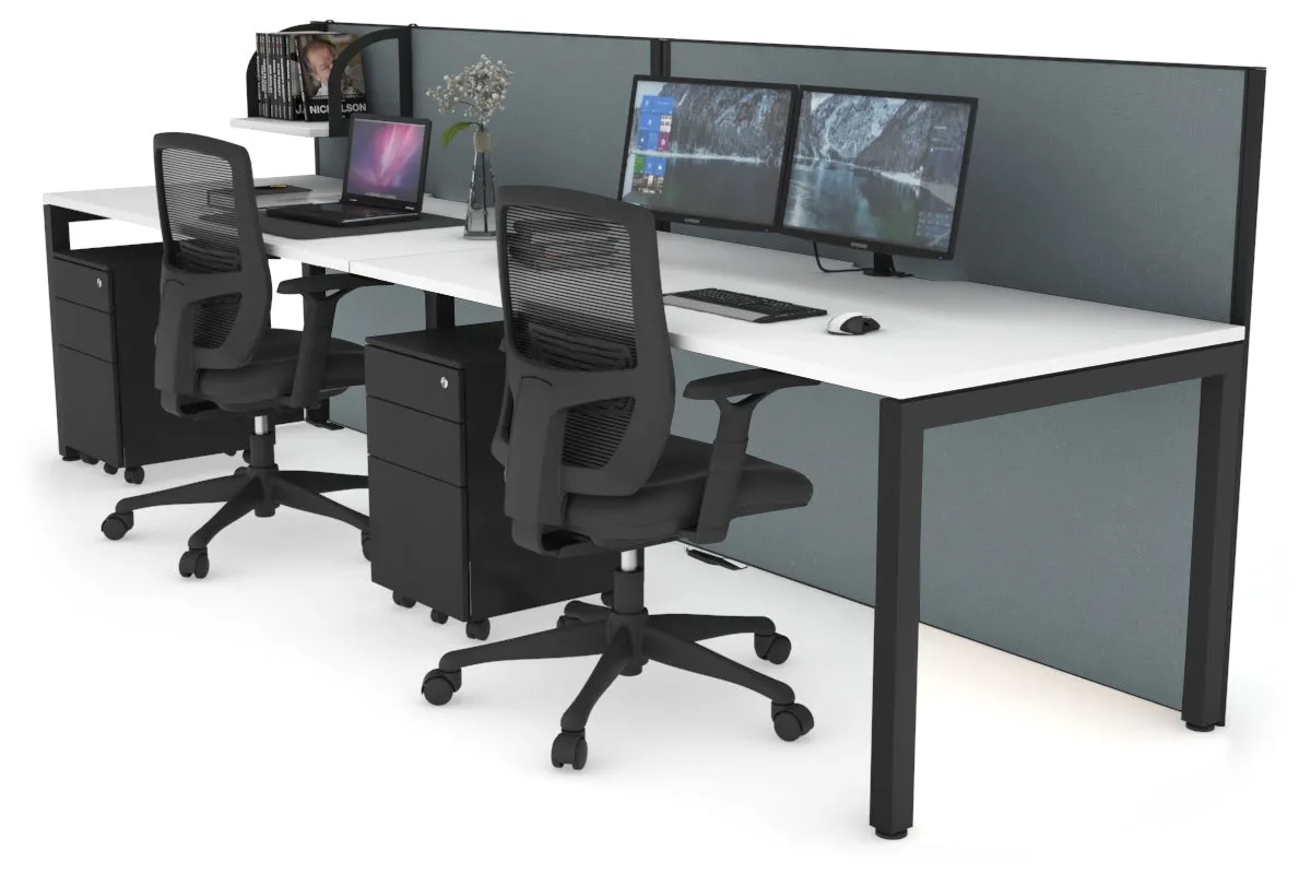 Horizon Quadro 2 Person Run Square Legs Office Workstation [1400L x 800W with Cable Scallop]