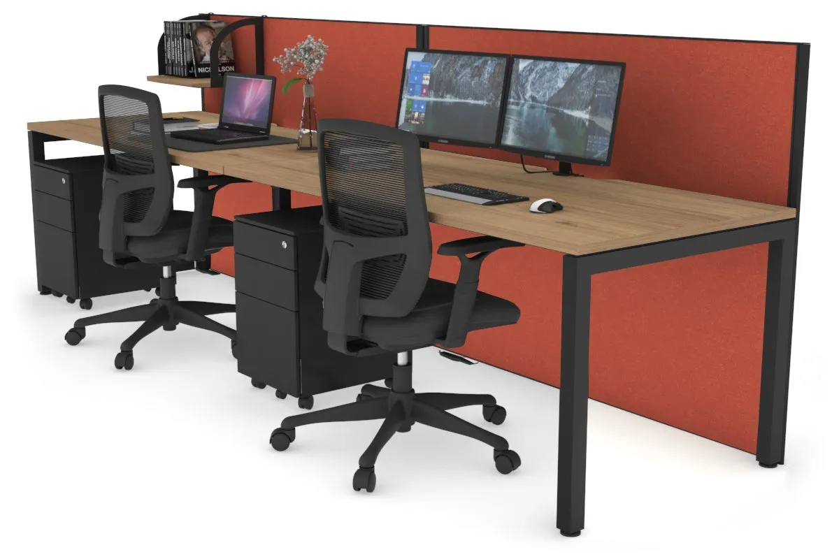 Horizon Quadro 2 Person Run Square Legs Office Workstation [1400L x 800W with Cable Scallop]