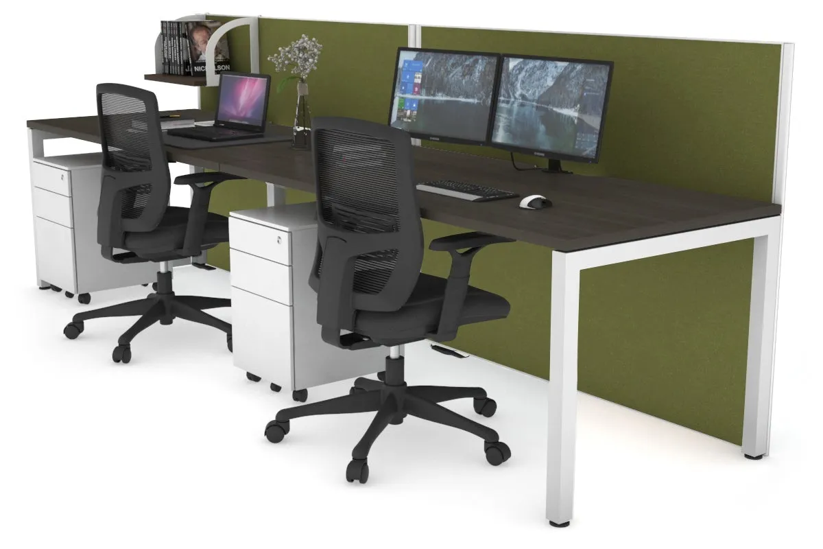 Horizon Quadro 2 Person Run Square Legs Office Workstation [1400L x 800W with Cable Scallop]