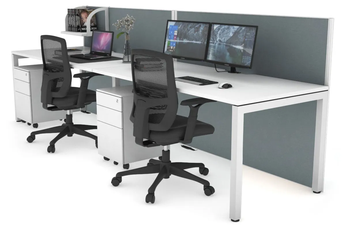 Horizon Quadro 2 Person Run Square Legs Office Workstation [1400L x 800W with Cable Scallop]