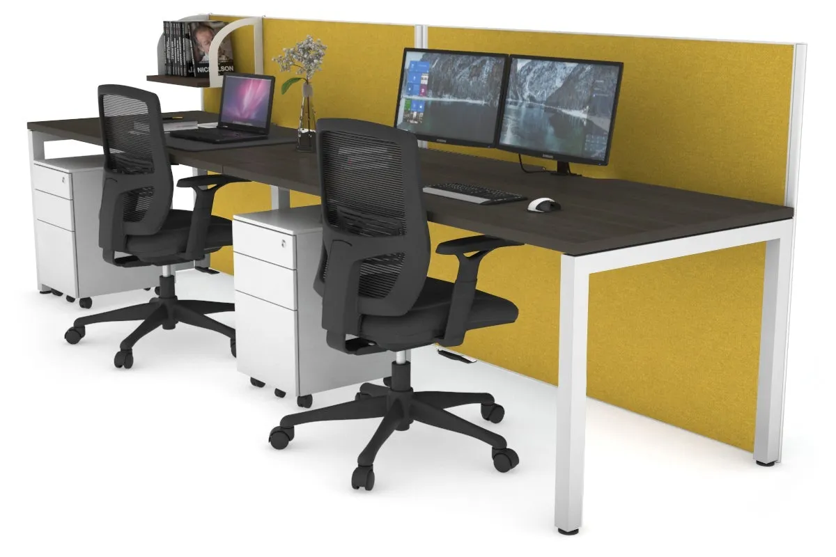 Horizon Quadro 2 Person Run Square Legs Office Workstation [1400L x 800W with Cable Scallop]