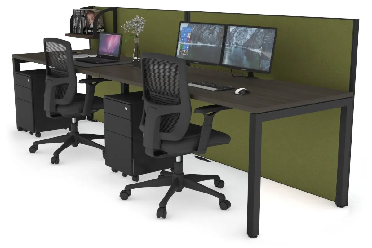 Horizon Quadro 2 Person Run Square Legs Office Workstation [1400L x 800W with Cable Scallop]