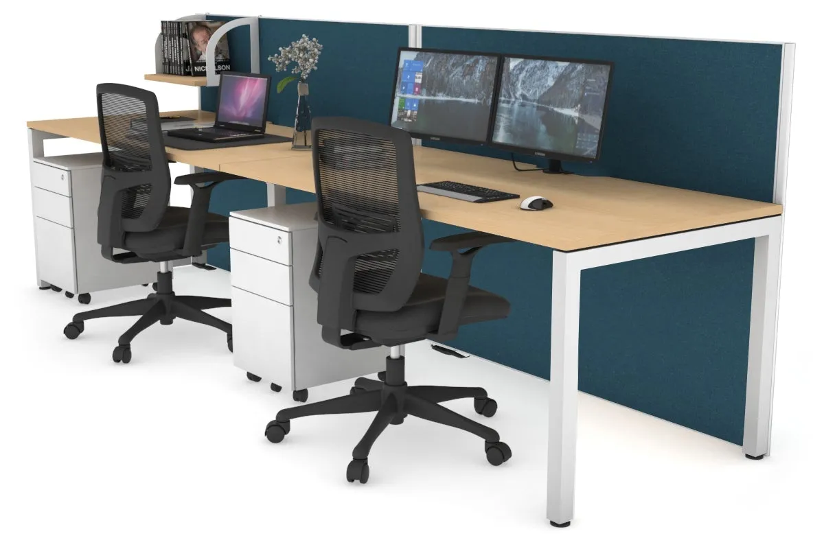 Horizon Quadro 2 Person Run Square Legs Office Workstation [1400L x 800W with Cable Scallop]