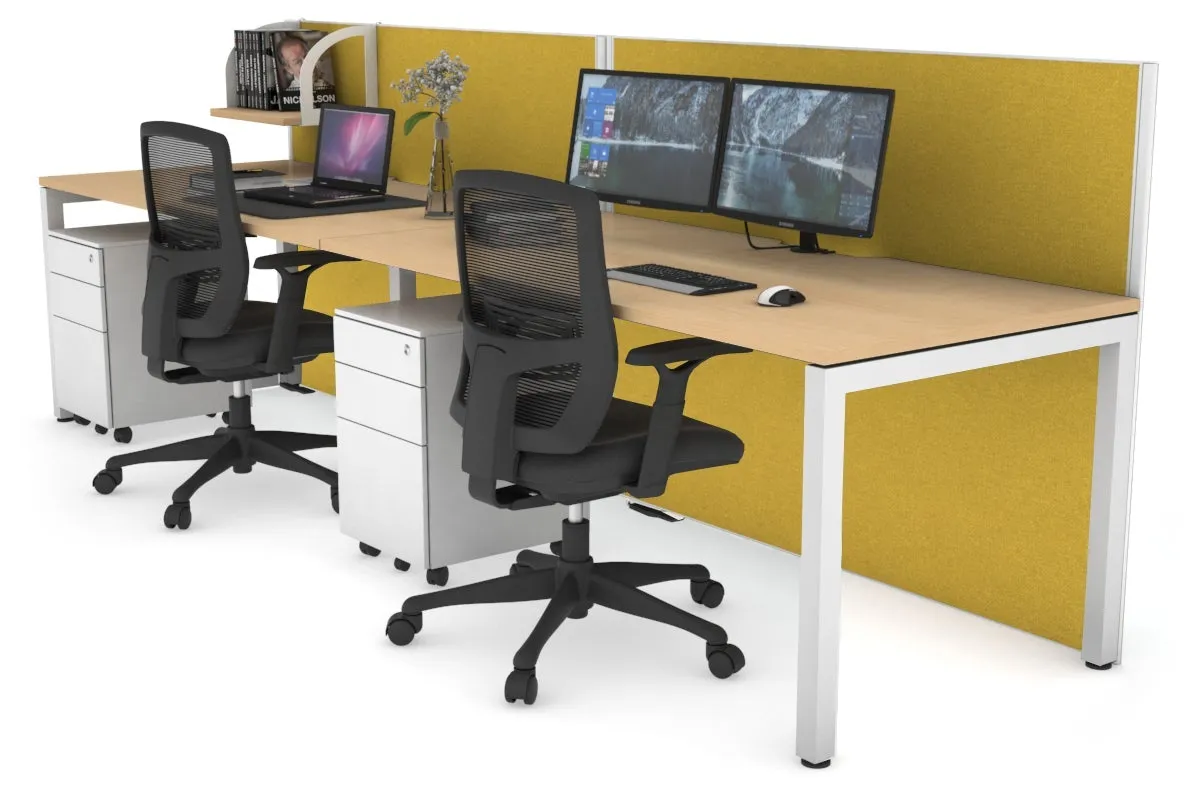 Horizon Quadro 2 Person Run Square Legs Office Workstation [1400L x 800W with Cable Scallop]