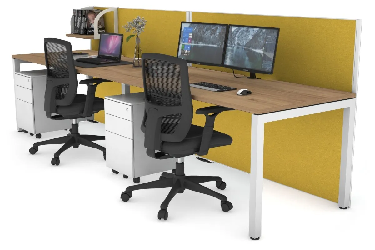 Horizon Quadro 2 Person Run Square Legs Office Workstation [1400L x 800W with Cable Scallop]