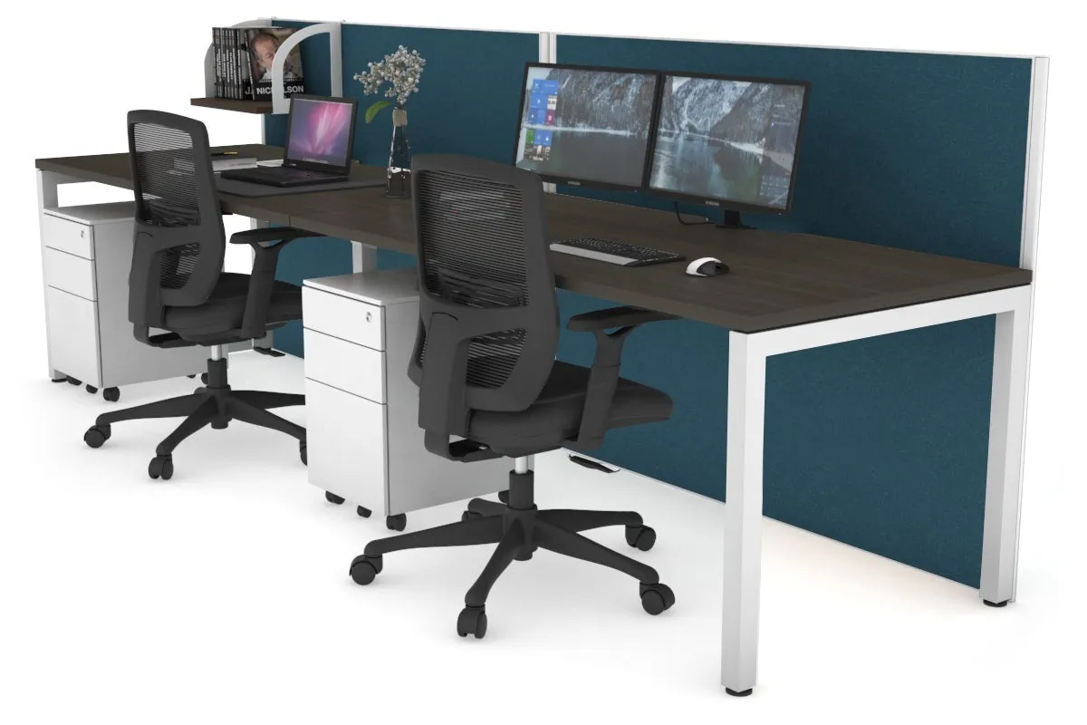 Horizon Quadro 2 Person Run Square Legs Office Workstation [1400L x 800W with Cable Scallop]