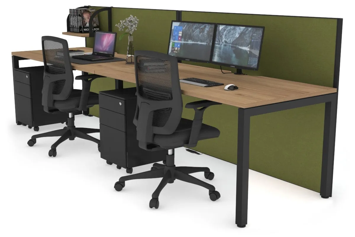 Horizon Quadro 2 Person Run Square Legs Office Workstation [1400L x 800W with Cable Scallop]