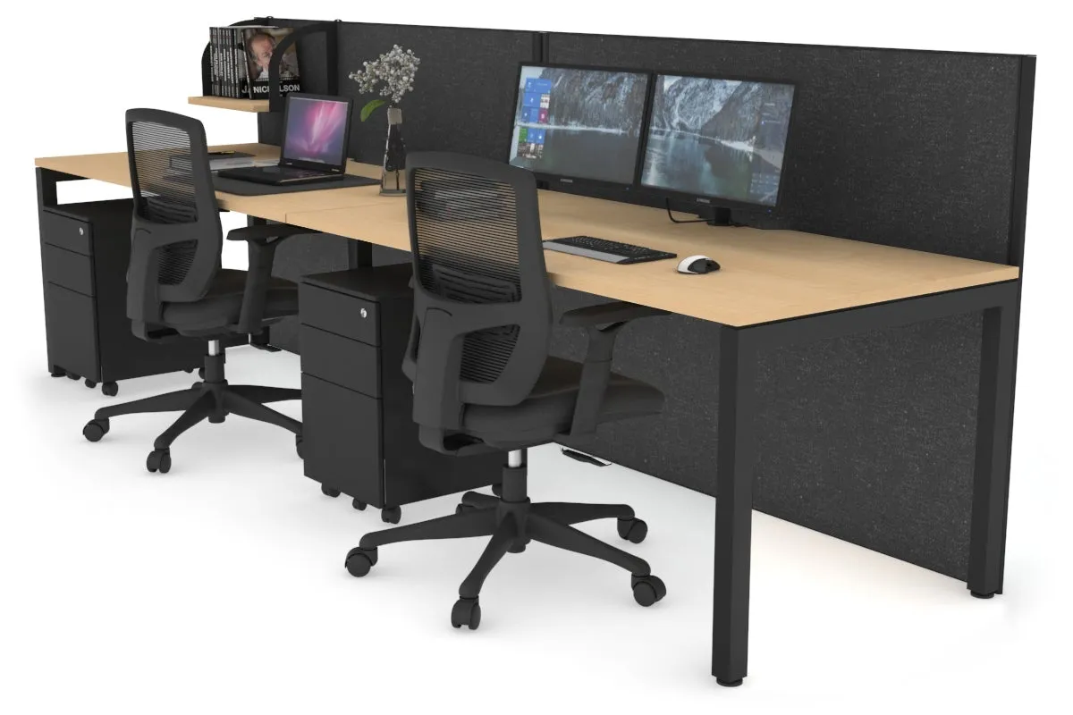 Horizon Quadro 2 Person Run Square Legs Office Workstation [1400L x 800W with Cable Scallop]