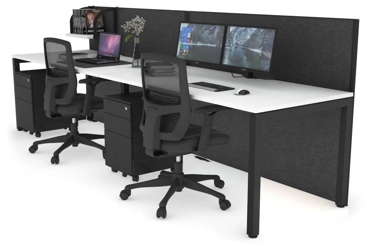 Horizon Quadro 2 Person Run Square Legs Office Workstation [1400L x 800W with Cable Scallop]