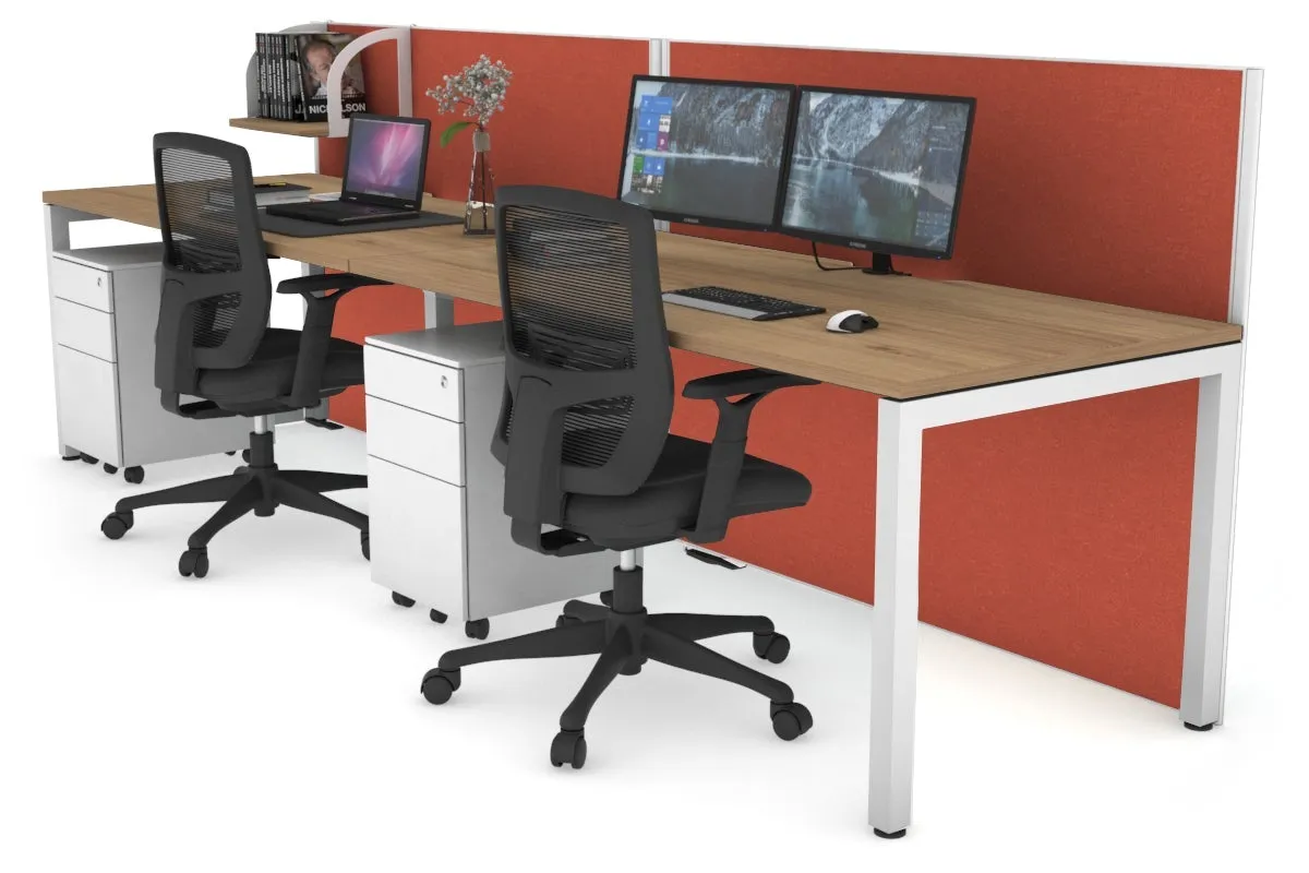 Horizon Quadro 2 Person Run Square Legs Office Workstation [1400L x 800W with Cable Scallop]