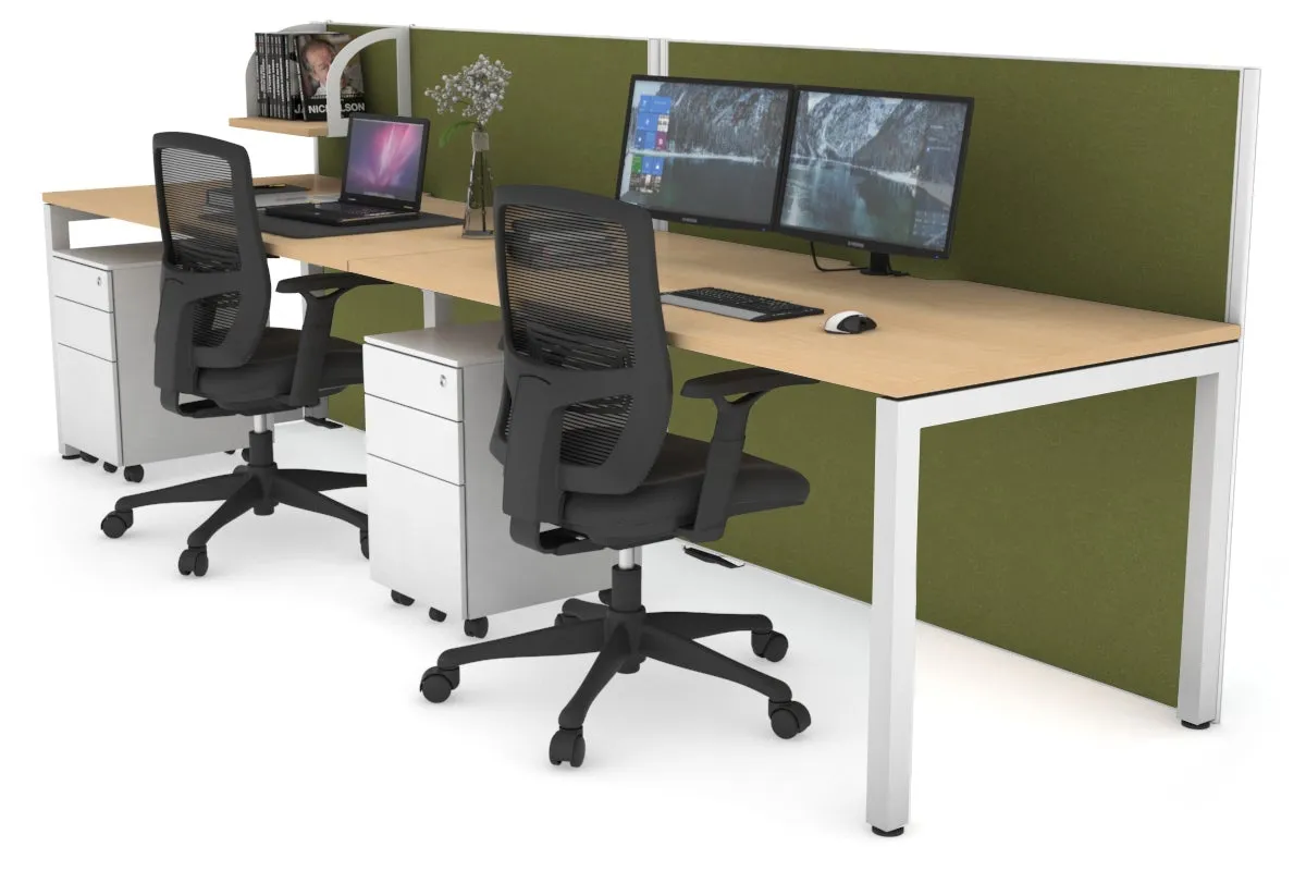 Horizon Quadro 2 Person Run Square Legs Office Workstation [1400L x 800W with Cable Scallop]