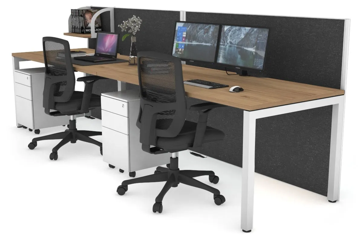 Horizon Quadro 2 Person Run Square Legs Office Workstation [1400L x 800W with Cable Scallop]