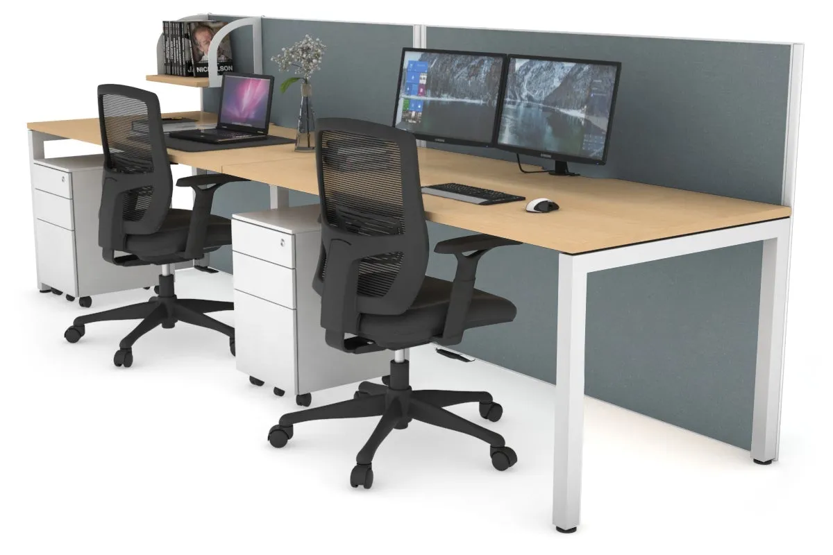 Horizon Quadro 2 Person Run Square Legs Office Workstation [1400L x 800W with Cable Scallop]