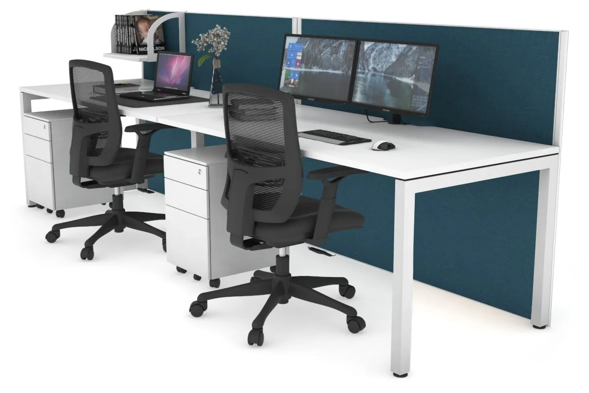 Horizon Quadro 2 Person Run Square Legs Office Workstation [1400L x 800W with Cable Scallop]