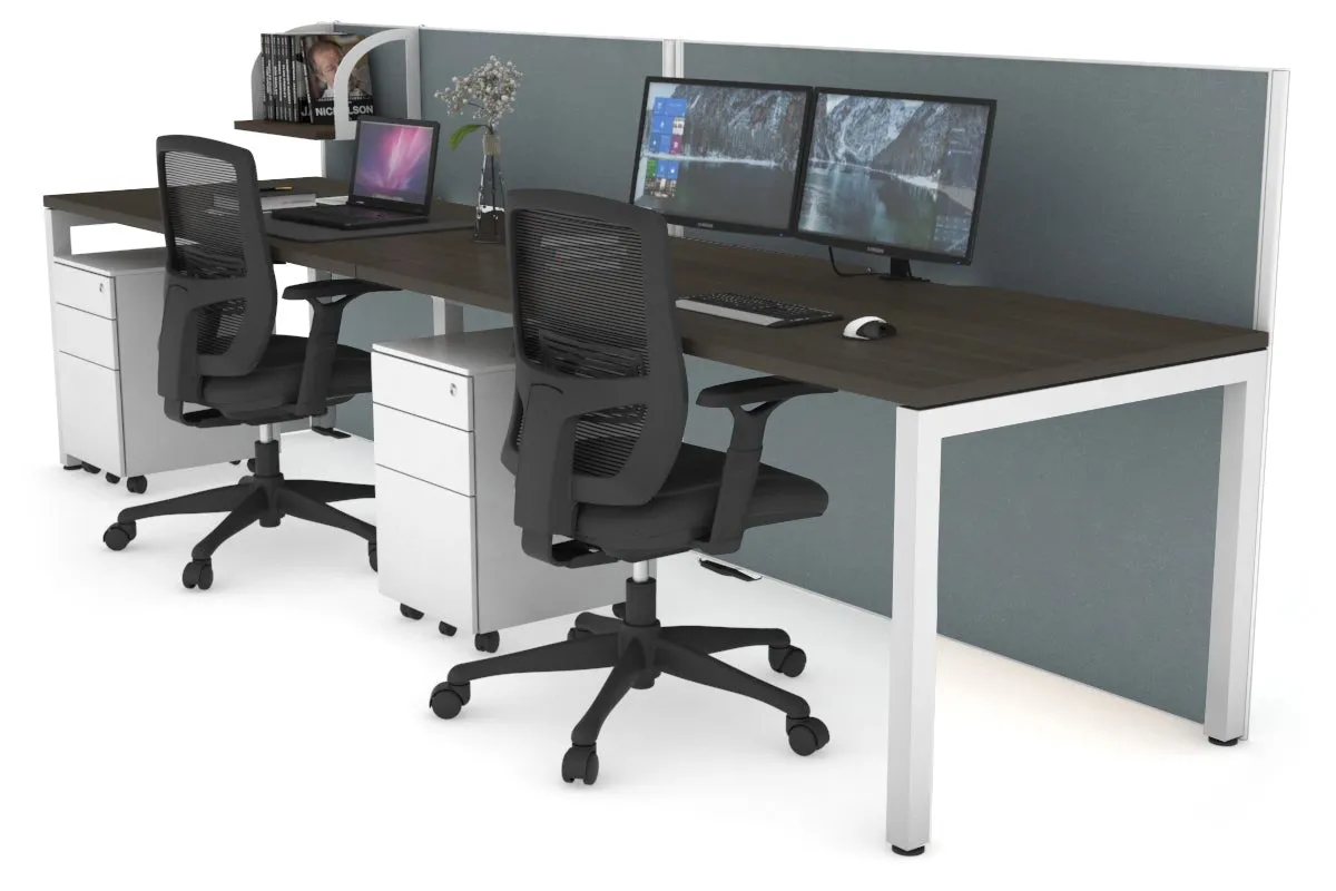 Horizon Quadro 2 Person Run Square Legs Office Workstation [1400L x 800W with Cable Scallop]