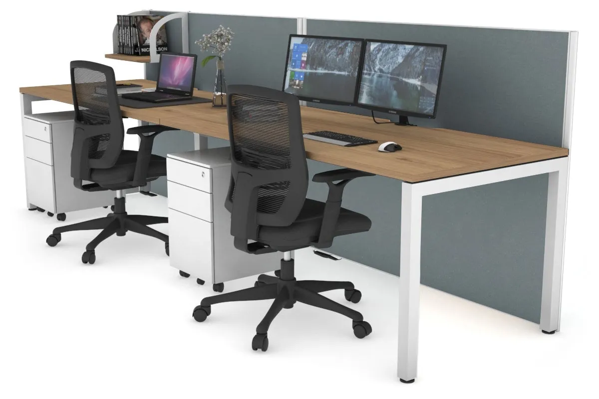 Horizon Quadro 2 Person Run Square Legs Office Workstation [1400L x 800W with Cable Scallop]