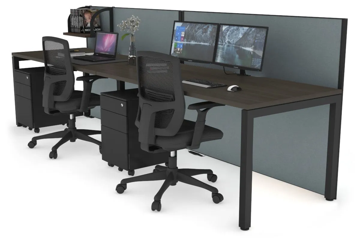 Horizon Quadro 2 Person Run Square Legs Office Workstation [1400L x 800W with Cable Scallop]