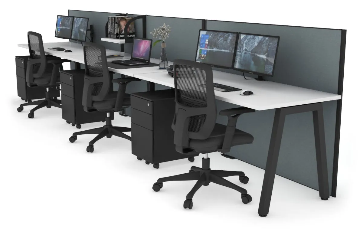 Horizon Quadro 3 Person Run A Legs Office Workstation [1800L x 700W]