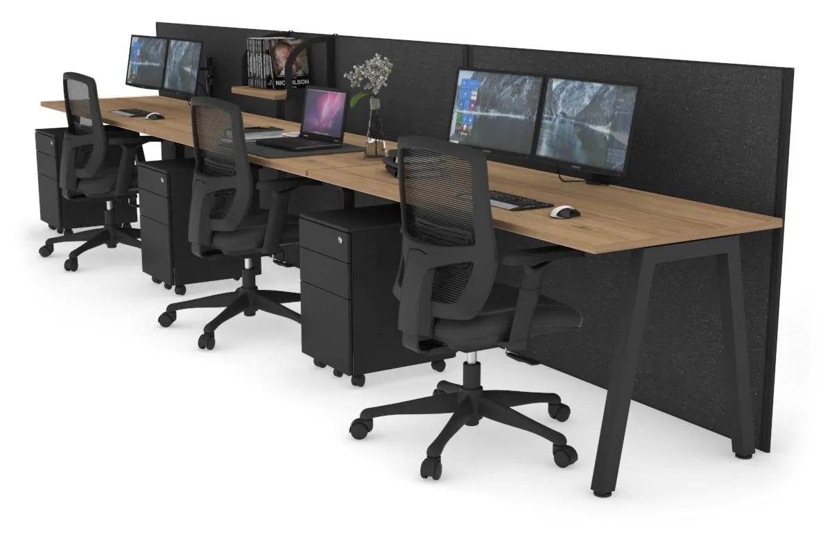 Horizon Quadro 3 Person Run A Legs Office Workstation [1800L x 700W]