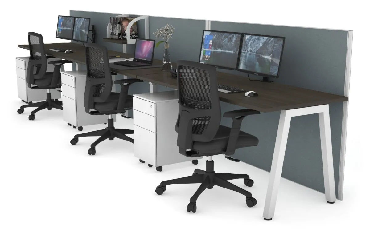 Horizon Quadro 3 Person Run A Legs Office Workstation [1800L x 700W]