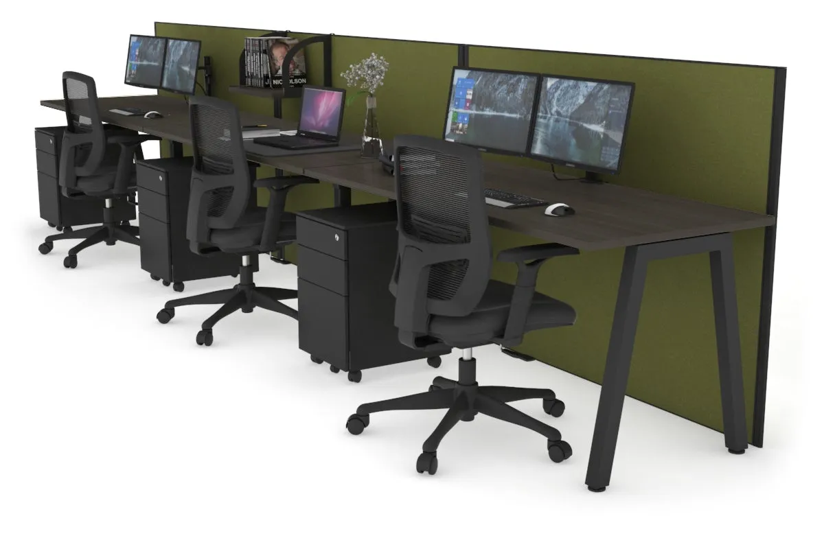 Horizon Quadro 3 Person Run A Legs Office Workstation [1800L x 700W]