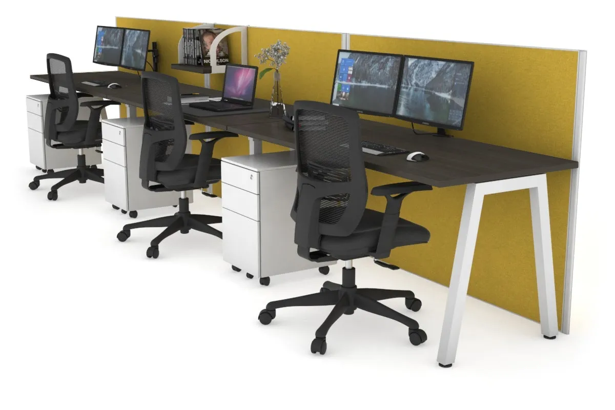 Horizon Quadro 3 Person Run A Legs Office Workstation [1800L x 700W]