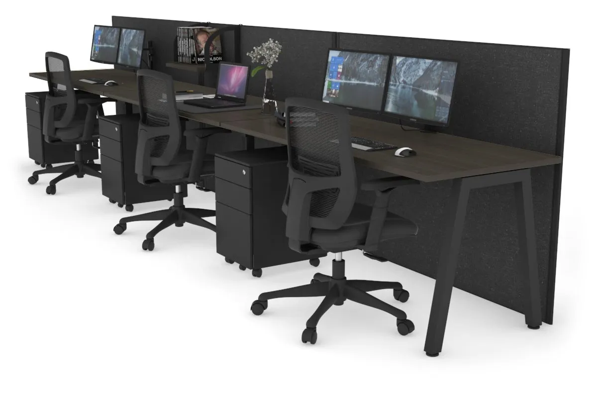 Horizon Quadro 3 Person Run A Legs Office Workstation [1800L x 700W]