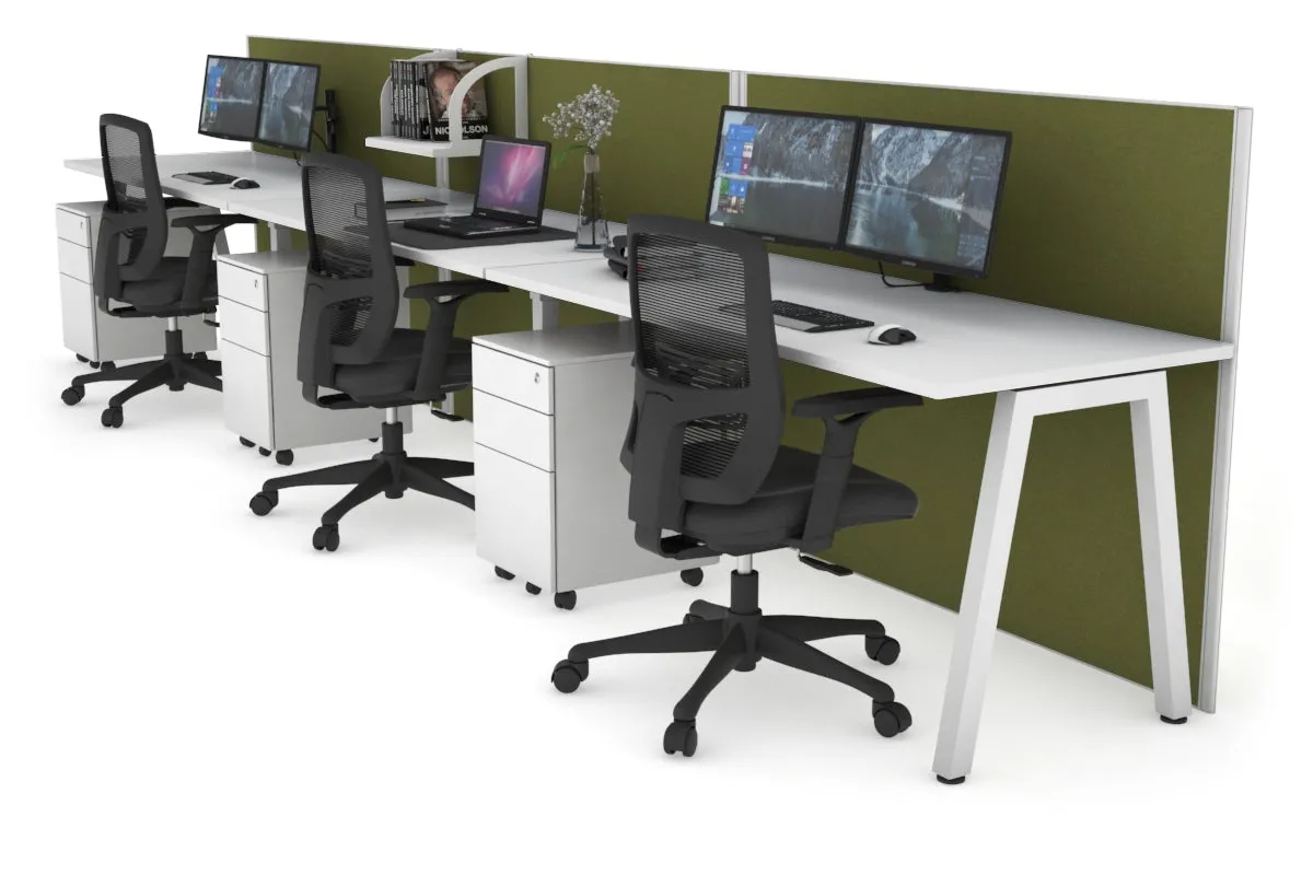 Horizon Quadro 3 Person Run A Legs Office Workstation [1800L x 700W]