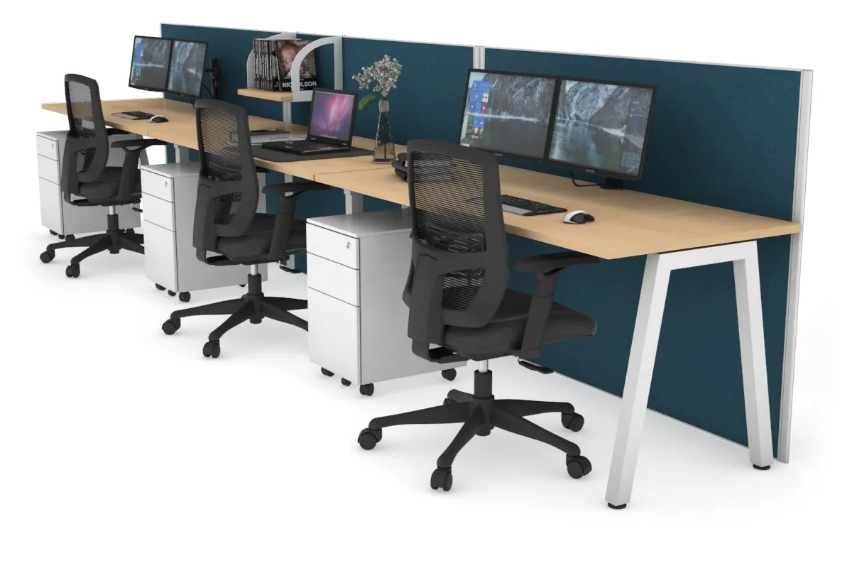 Horizon Quadro 3 Person Run A Legs Office Workstation [1800L x 700W]