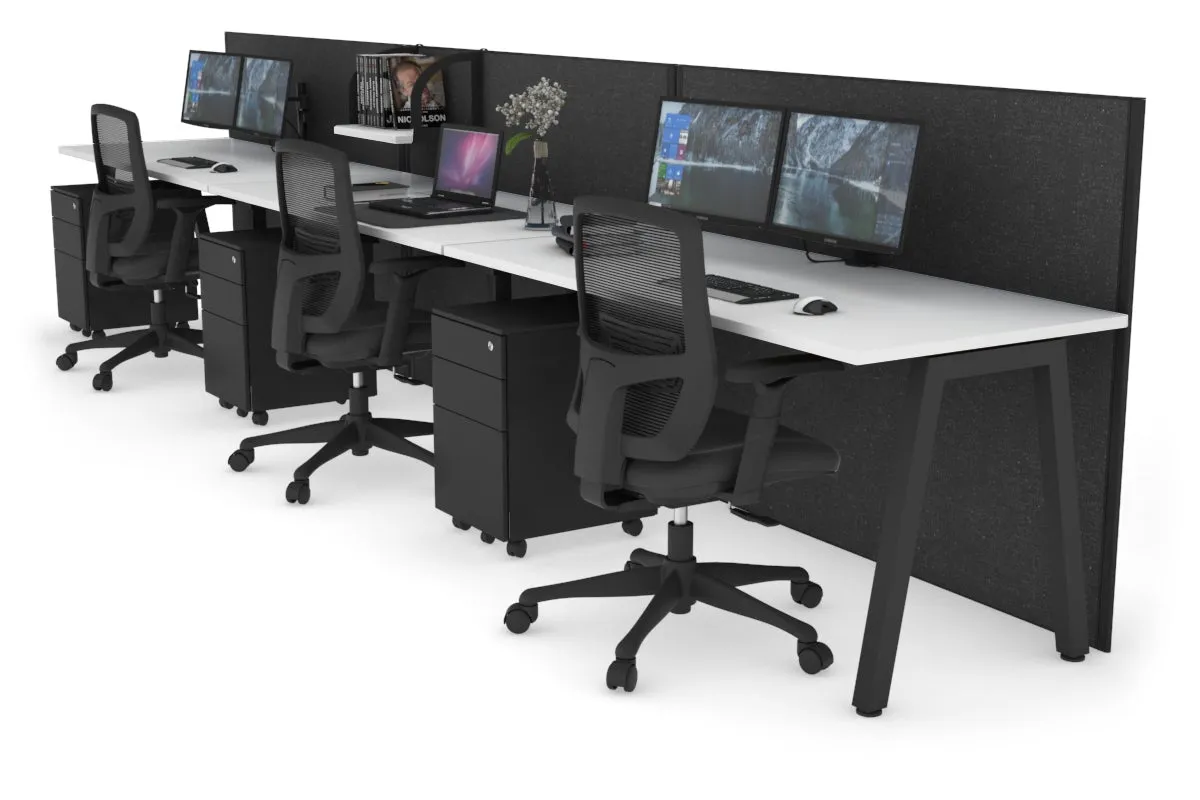 Horizon Quadro 3 Person Run A Legs Office Workstation [1800L x 700W]