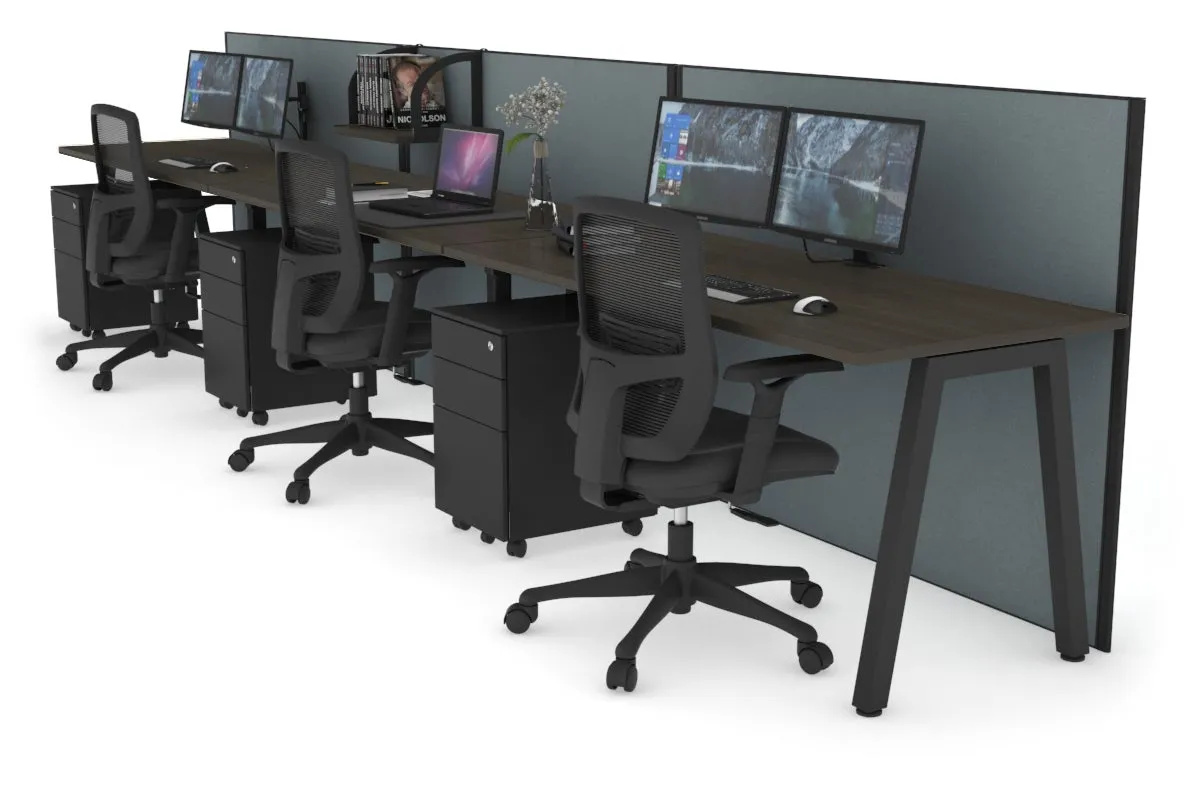 Horizon Quadro 3 Person Run A Legs Office Workstation [1800L x 700W]