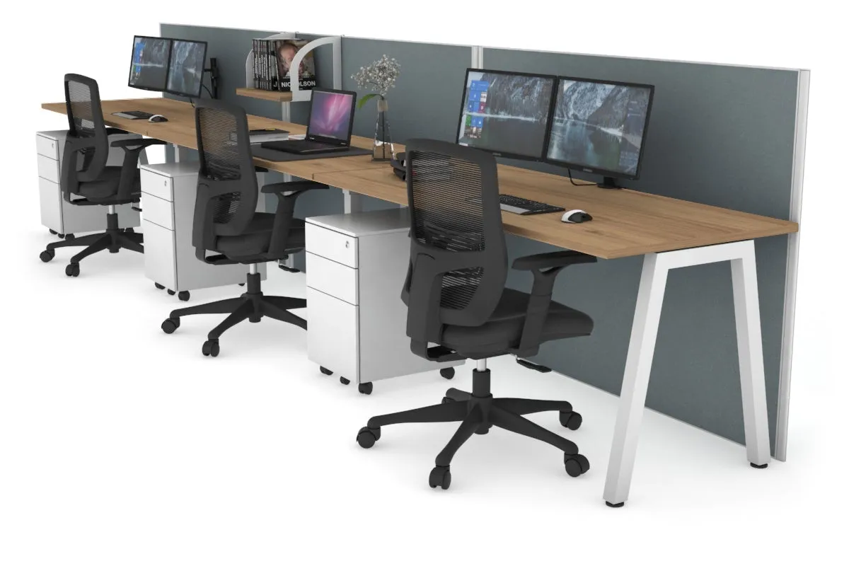 Horizon Quadro 3 Person Run A Legs Office Workstation [1800L x 700W]