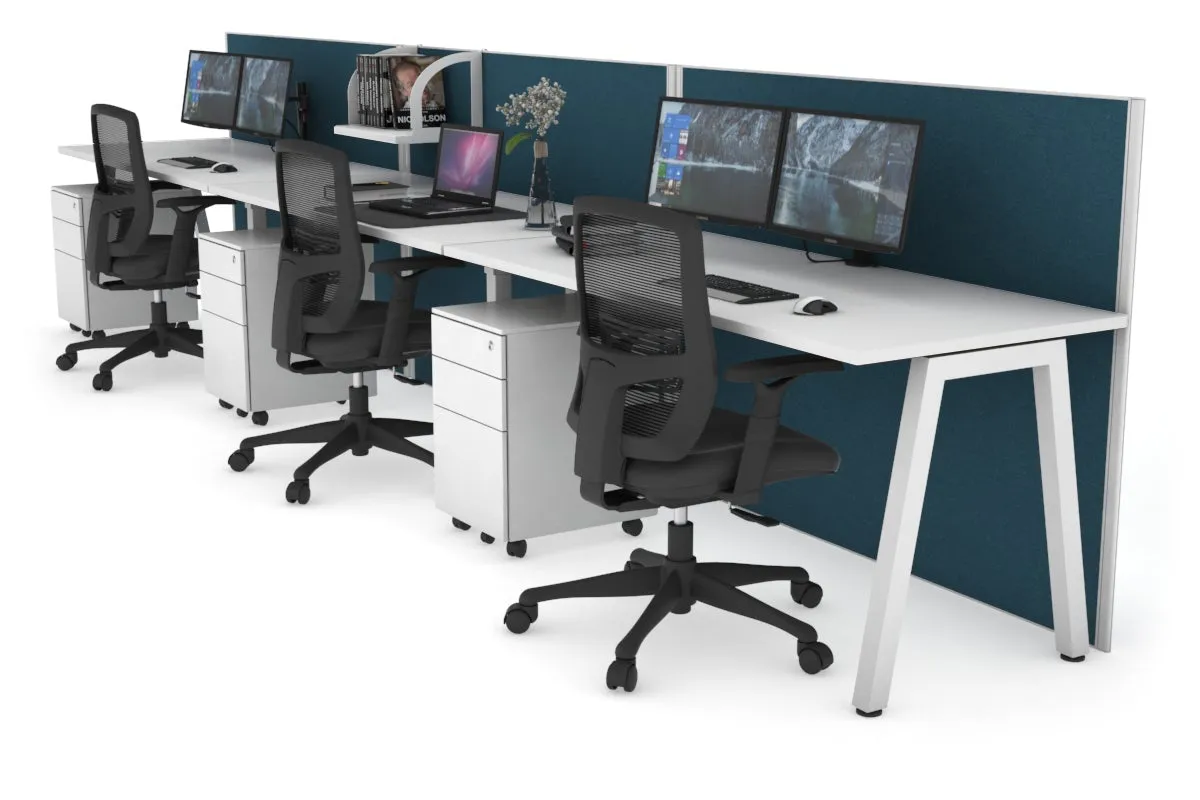 Horizon Quadro 3 Person Run A Legs Office Workstation [1800L x 700W]