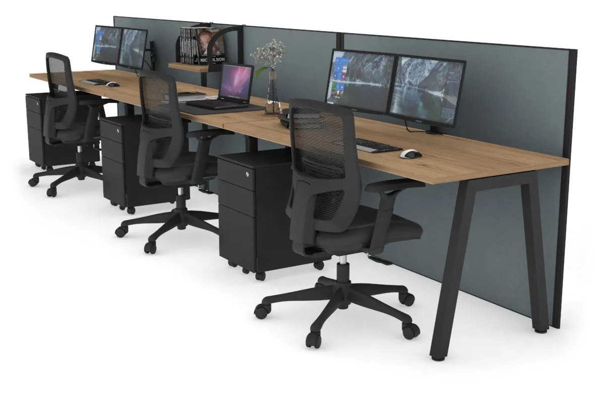 Horizon Quadro 3 Person Run A Legs Office Workstation [1800L x 700W]