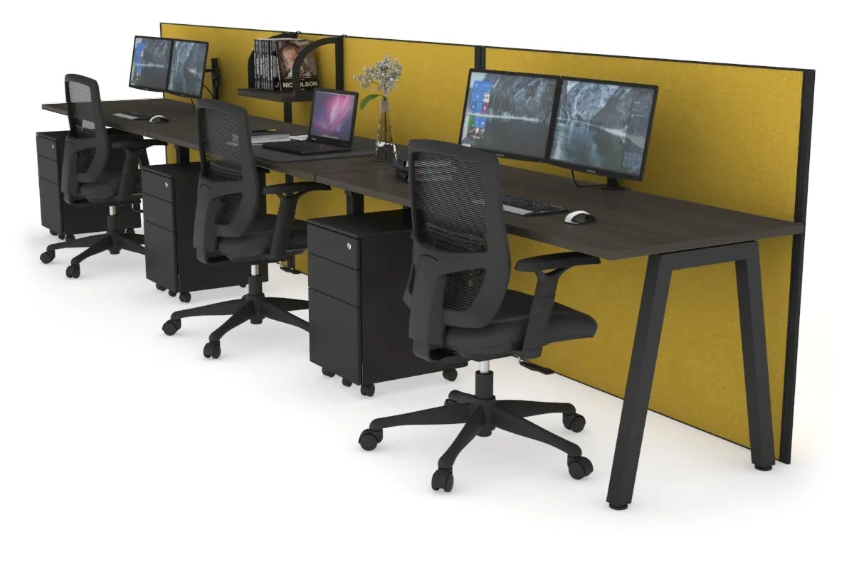 Horizon Quadro 3 Person Run A Legs Office Workstation [1800L x 700W]