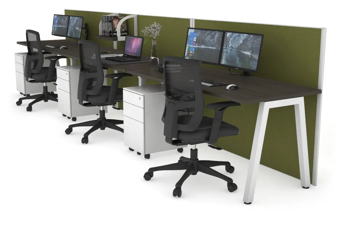 Horizon Quadro 3 Person Run A Legs Office Workstation [1800L x 700W]