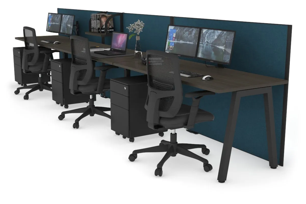 Horizon Quadro 3 Person Run A Legs Office Workstation [1800L x 700W]