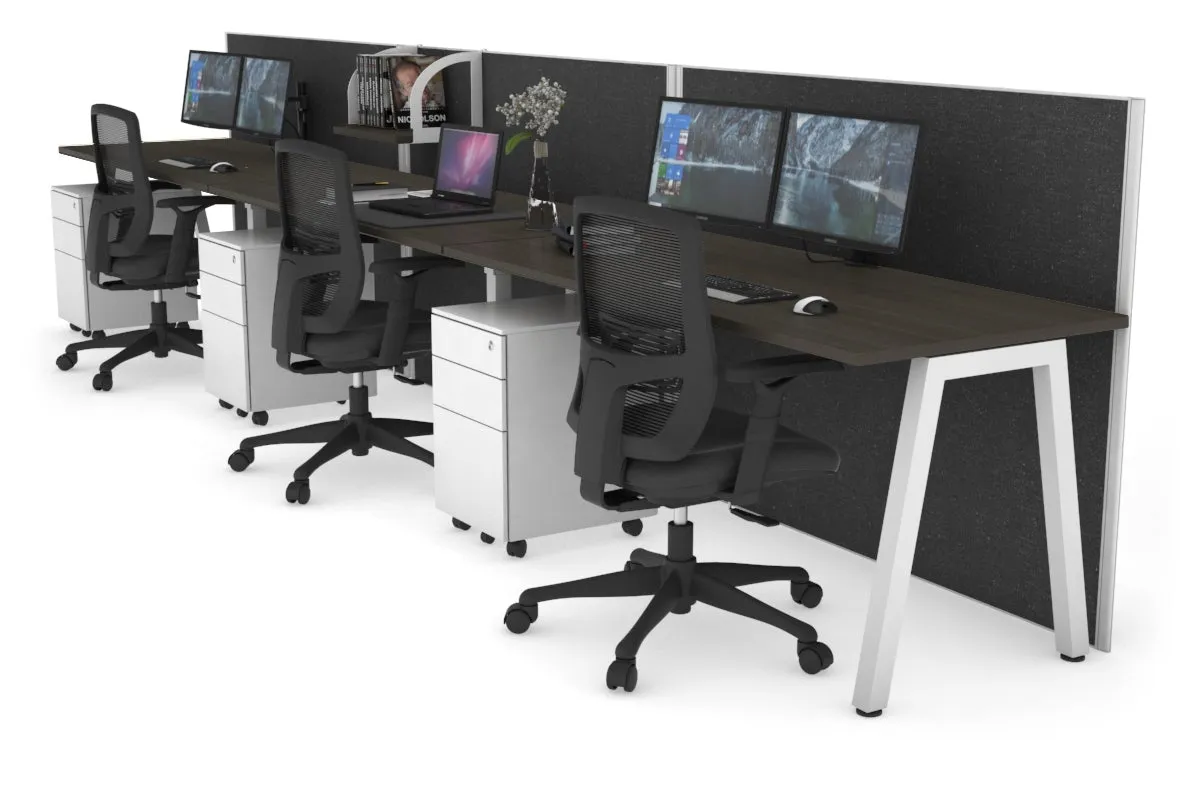 Horizon Quadro 3 Person Run A Legs Office Workstation [1800L x 700W]