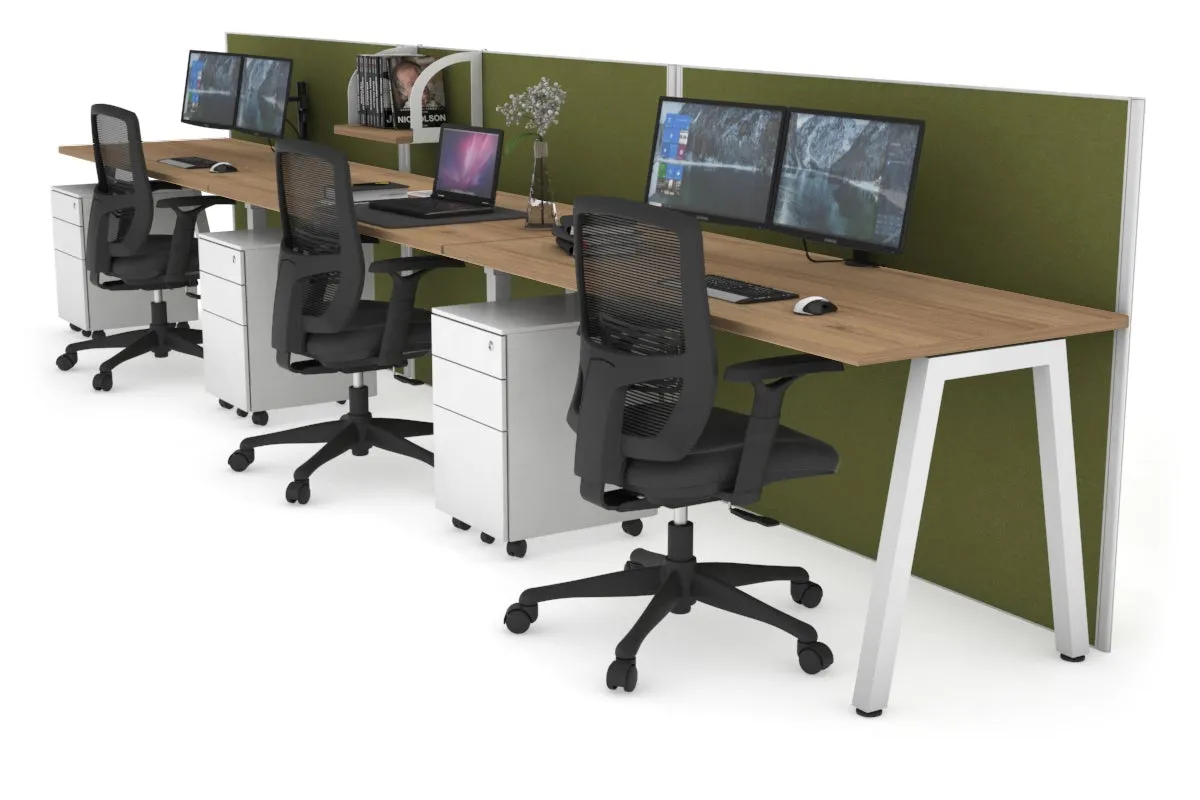 Horizon Quadro 3 Person Run A Legs Office Workstation [1800L x 700W]