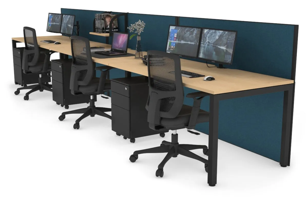 Horizon Quadro 3 Person Run Square Legs Office Workstation [1200L x 800W with Cable Scallop]