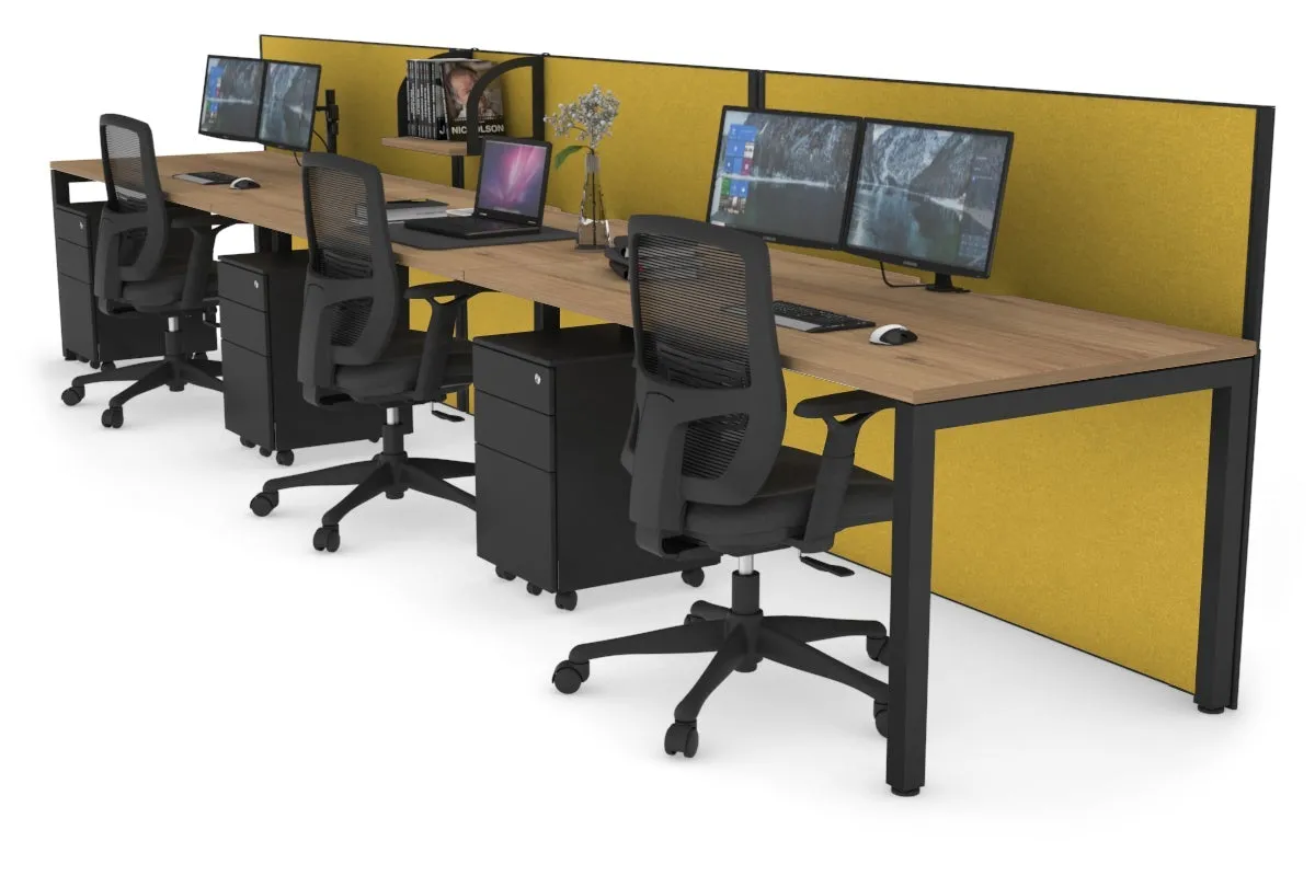 Horizon Quadro 3 Person Run Square Legs Office Workstation [1200L x 800W with Cable Scallop]