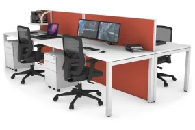 Horizon Quadro 4 Person Bench Square Legs Office Workstation [1400L x 800W with Cable Scallop]