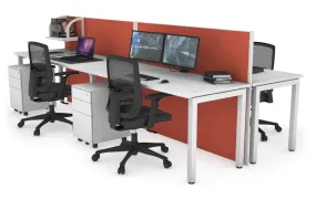 Horizon Quadro 4 Person Bench Square Legs Office Workstation [1600L x 700W]