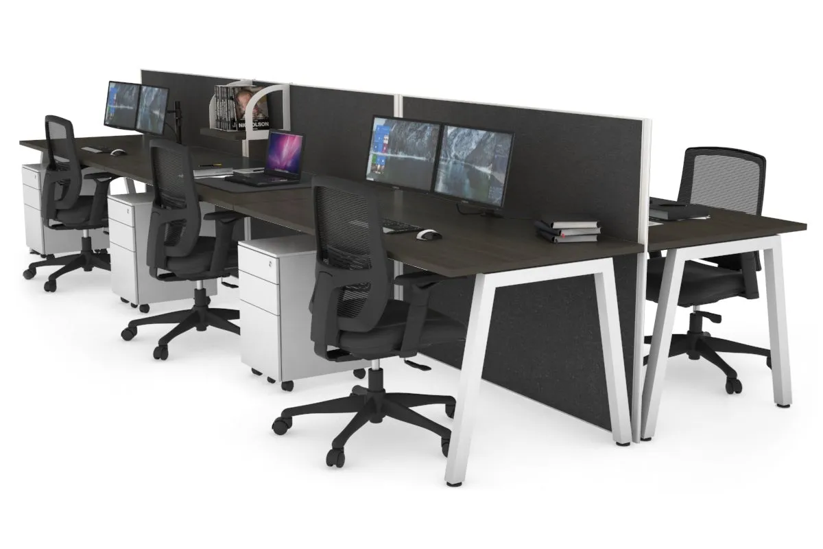 Horizon Quadro 6 Person Bench A Legs Office Workstation [1800L x 800W with Cable Scallop]