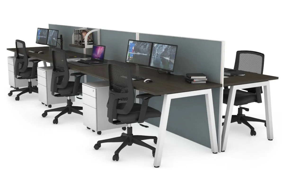 Horizon Quadro 6 Person Bench A Legs Office Workstation [1800L x 800W with Cable Scallop]