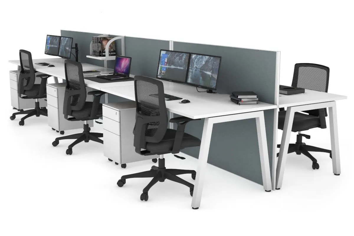 Horizon Quadro 6 Person Bench A Legs Office Workstation [1800L x 800W with Cable Scallop]